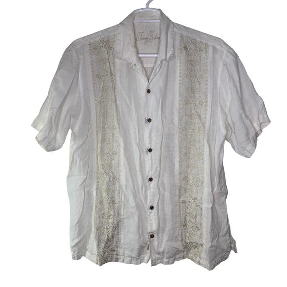 Tommy Bahama Shirt Button Up Men's XL White Beach 100% Linen‎ Summer GUC - Picture 1 of 9